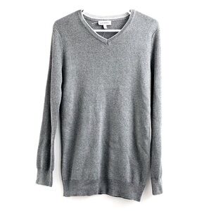NWT Le Chateau 100% Cotton Gray V-Neck Long Sweater Size Small